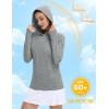 imageMAGCOMSEN Womens Sun Protection Hoodie Shirts UPF 50 Long Sleeve Top Quick Dry Lightweight for Hiking AthleticLight Grey