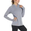 imageMAGCOMSEN Womens Sun Protection Hoodie Shirts UPF 50 Long Sleeve Top Quick Dry Lightweight for Hiking AthleticLight Grey