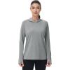 imageMAGCOMSEN Womens Sun Protection Hoodie Shirts UPF 50 Long Sleeve Top Quick Dry Lightweight for Hiking AthleticLight Grey