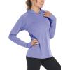 imageMAGCOMSEN Womens Sun Protection Hoodie Shirts UPF 50 Long Sleeve Top Quick Dry Lightweight for Hiking AthleticLight Purple