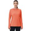 imageMAGCOMSEN Womens Sun Protection Hoodie Shirts UPF 50 Long Sleeve Top Quick Dry Lightweight for Hiking AthleticOrange