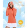 imageMAGCOMSEN Womens Sun Protection Hoodie Shirts UPF 50 Long Sleeve Top Quick Dry Lightweight for Hiking AthleticOrange