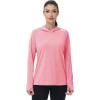 imageMAGCOMSEN Womens Sun Protection Hoodie Shirts UPF 50 Long Sleeve Top Quick Dry Lightweight for Hiking AthleticPink