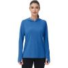 imageMAGCOMSEN Womens Sun Protection Hoodie Shirts UPF 50 Long Sleeve Top Quick Dry Lightweight for Hiking AthleticSea Blue