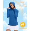 imageMAGCOMSEN Womens Sun Protection Hoodie Shirts UPF 50 Long Sleeve Top Quick Dry Lightweight for Hiking AthleticSea Blue