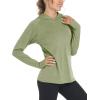 imageMAGCOMSEN Womens Sun Protection Hoodie Shirts UPF 50 Long Sleeve Top Quick Dry Lightweight for Hiking AthleticWheat Green