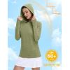imageMAGCOMSEN Womens Sun Protection Hoodie Shirts UPF 50 Long Sleeve Top Quick Dry Lightweight for Hiking AthleticWheat Green