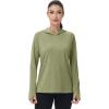 imageMAGCOMSEN Womens Sun Protection Hoodie Shirts UPF 50 Long Sleeve Top Quick Dry Lightweight for Hiking AthleticWheat Green