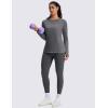 imageMAGCOMSEN Womens Thermal Shirts Long Sleeve Fleece Lined Shirt Workout Tops Athletic Base Layer Running Hiking WinterDark Grey