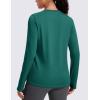 imageMAGCOMSEN Womens Thermal Shirts Long Sleeve Fleece Lined Shirt Workout Tops Athletic Base Layer Running Hiking WinterGreen