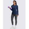 imageMAGCOMSEN Womens Thermal Shirts Long Sleeve Fleece Lined Shirt Workout Tops Athletic Base Layer Running Hiking WinterNavy
