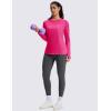imageMAGCOMSEN Womens Thermal Shirts Long Sleeve Fleece Lined Shirt Workout Tops Athletic Base Layer Running Hiking WinterRose Red