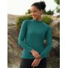 imageMAGCOMSEN Womens Thermal Shirts Mock Turtleneck Fleece Lined Long Sleeve Workout Tops Underwear Base Layer RunningEmerald Green