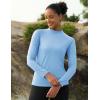 imageMAGCOMSEN Womens Thermal Shirts Mock Turtleneck Fleece Lined Long Sleeve Workout Tops Underwear Base Layer RunningLight Blue
