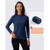 imageMAGCOMSEN Womens Thermal Shirts Mock Turtleneck Fleece Lined Long Sleeve Workout Tops Underwear Base Layer RunningNavy