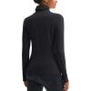 imageMAGCOMSEN Womens Thermal Shirts Mock Turtleneck Long Sleeve Undershirt Fleece Base Layer Top with Thumb HolesBlack