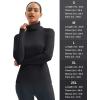 imageMAGCOMSEN Womens Thermal Shirts Mock Turtleneck Long Sleeve Undershirt Fleece Base Layer Top with Thumb HolesBlack