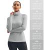 imageMAGCOMSEN Womens Thermal Shirts Mock Turtleneck Long Sleeve Undershirt Fleece Base Layer Top with Thumb HolesLightgrey