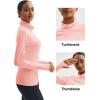 imageMAGCOMSEN Womens Thermal Shirts Mock Turtleneck Long Sleeve Undershirt Fleece Base Layer Top with Thumb HolesLightpink