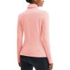 imageMAGCOMSEN Womens Thermal Shirts Mock Turtleneck Long Sleeve Undershirt Fleece Base Layer Top with Thumb HolesLightpink