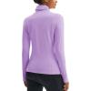 imageMAGCOMSEN Womens Thermal Shirts Mock Turtleneck Long Sleeve Undershirt Fleece Base Layer Top with Thumb HolesLtpurple