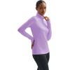 imageMAGCOMSEN Womens Thermal Shirts Mock Turtleneck Long Sleeve Undershirt Fleece Base Layer Top with Thumb HolesLtpurple