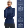 imageMAGCOMSEN Womens Thermal Shirts Mock Turtleneck Long Sleeve Undershirt Fleece Base Layer Top with Thumb HolesNavy