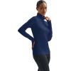 imageMAGCOMSEN Womens Thermal Shirts Mock Turtleneck Long Sleeve Undershirt Fleece Base Layer Top with Thumb HolesNavy