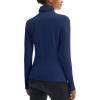 imageMAGCOMSEN Womens Thermal Shirts Mock Turtleneck Long Sleeve Undershirt Fleece Base Layer Top with Thumb HolesNavy