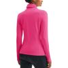 imageMAGCOMSEN Womens Thermal Shirts Mock Turtleneck Long Sleeve Undershirt Fleece Base Layer Top with Thumb HolesRosered