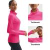 imageMAGCOMSEN Womens Thermal Shirts Mock Turtleneck Long Sleeve Undershirt Fleece Base Layer Top with Thumb HolesRosered