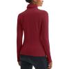 imageMAGCOMSEN Womens Thermal Shirts Mock Turtleneck Long Sleeve Undershirt Fleece Base Layer Top with Thumb HolesVintagered