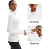 imageMAGCOMSEN Womens Thermal Shirts Mock Turtleneck Long Sleeve Undershirt Fleece Base Layer Top with Thumb HolesWhite