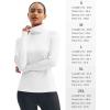 imageMAGCOMSEN Womens Thermal Shirts Mock Turtleneck Long Sleeve Undershirt Fleece Base Layer Top with Thumb HolesWhite