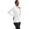 imageMAGCOMSEN Womens Thermal Shirts Mock Turtleneck Long Sleeve Undershirt Fleece Base Layer Top with Thumb HolesWhite