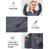 imageMAGCOMSEN Womens UPF 50 Lightweight Zip Up Jackets Cropped Athletic Workout UV Protection Sun Shirt RunningDark Grey