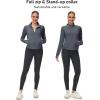 imageMAGCOMSEN Womens UPF 50 Lightweight Zip Up Jackets Cropped Athletic Workout UV Protection Sun Shirt RunningDark Grey