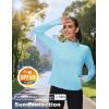 imageMAGCOMSEN Womens UPF 50 Lightweight Zip Up Jackets Cropped Athletic Workout UV Protection Sun Shirt RunningLight Blue