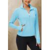imageMAGCOMSEN Womens UPF 50 Lightweight Zip Up Jackets Cropped Athletic Workout UV Protection Sun Shirt RunningLight Blue