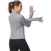 imageMAGCOMSEN Womens UPF 50 Lightweight Zip Up Jackets Cropped Athletic Workout UV Protection Sun Shirt RunningLight Grey
