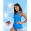 imageMAGCOMSEN Womens Workout Tank Top Athletic Muscle Sleeveless Crew Neck Shirt UPF 80 Moisture Wicking Gym RunningAzure