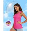 imageMAGCOMSEN Womens Workout Tank Top Athletic Muscle Sleeveless Crew Neck Shirt UPF 80 Moisture Wicking Gym RunningRose Red