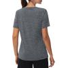 imageMAGCOMSEN Workout Tops for Women UPF 50 Quick Dry Short Sleeve Sun Protection VNeck Shirts Lightweight Hiking T ShirtsDark Grey