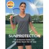 imageMAGCOMSEN Workout Tops for Women UPF 50 Quick Dry Short Sleeve Sun Protection VNeck Shirts Lightweight Hiking T ShirtsDark Grey
