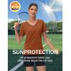 imageMAGCOMSEN Workout Tops for Women UPF 50 Quick Dry Short Sleeve Sun Protection VNeck Shirts Lightweight Hiking T ShirtsDark Orange