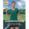 imageMAGCOMSEN Workout Tops for Women UPF 50 Quick Dry Short Sleeve Sun Protection VNeck Shirts Lightweight Hiking T ShirtsJade Green