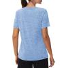 imageMAGCOMSEN Workout Tops for Women UPF 50 Quick Dry Short Sleeve Sun Protection VNeck Shirts Lightweight Hiking T ShirtsLight Blue