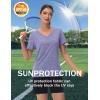 imageMAGCOMSEN Workout Tops for Women UPF 50 Quick Dry Short Sleeve Sun Protection VNeck Shirts Lightweight Hiking T ShirtsLight Purple