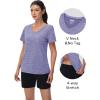 imageMAGCOMSEN Workout Tops for Women UPF 50 Quick Dry Short Sleeve Sun Protection VNeck Shirts Lightweight Hiking T ShirtsLight Purple