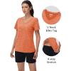 imageMAGCOMSEN Workout Tops for Women UPF 50 Quick Dry Short Sleeve Sun Protection VNeck Shirts Lightweight Hiking T ShirtsOrange